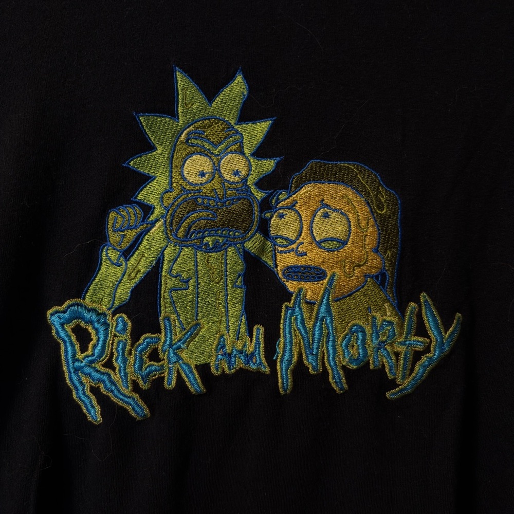 Rick and Morty Black embroidered Graphic Tee